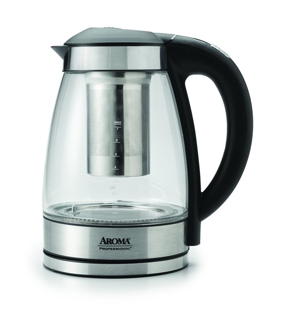 Aroma Housewares AWK-165DI 7 Cup Glass and Stainless Digital Kettle with Tea Infuser, 1.7 L, Clear - 6550S